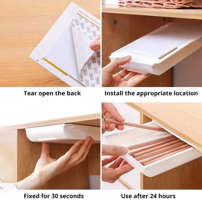 Hidden Desk Drawer Organizer — No Screws Needed